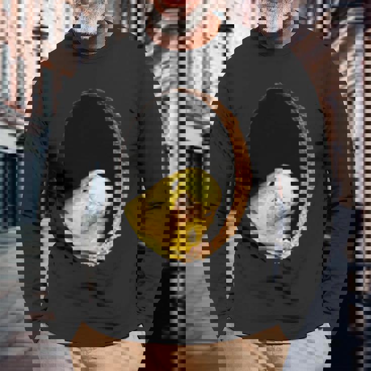 面白いセキセイインコ イエロー セキセイインコ ペット 鳥好きのギフト 長袖Tシャツ 高齢者への贈り物