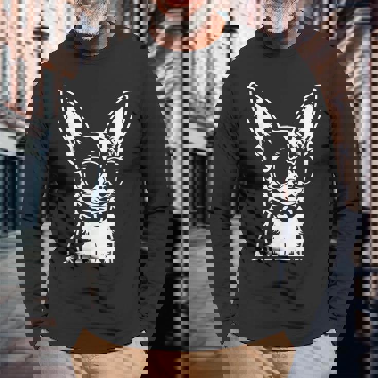 面白いチワワ サングラス チワワ 長袖Tシャツ 高齢者への贈り物