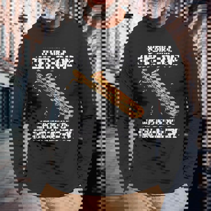 面白いバリトンサックスのデザイン私はサックスを持っています 長袖Tシャツ 高齢者への贈り物