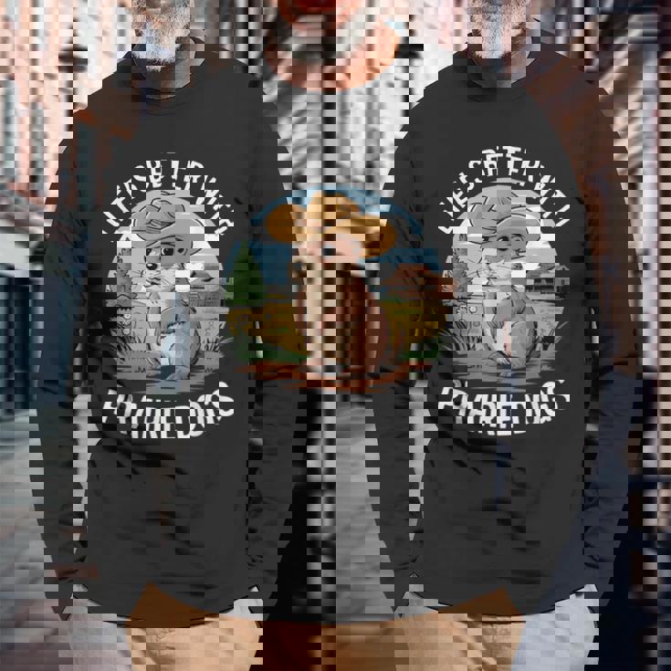 面白いプレーリードッグコスチュームtシャツ 長袖Tシャツ 高齢者への贈り物