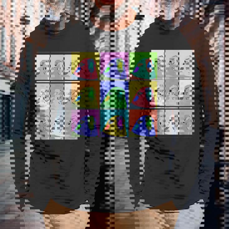 面白いポップアート オカメインコ かわいい鳥 オウム 長袖Tシャツ 高齢者への贈り物