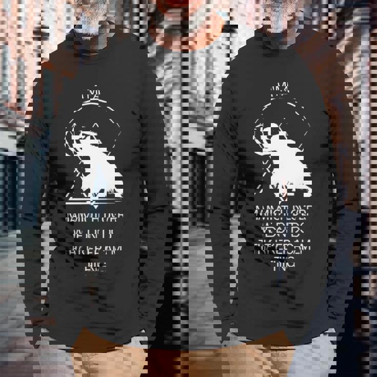 面白いマムート石器時代の氷河期デザイン 先史時代のデザイン 長袖tシャツ 長袖Tシャツ 高齢者への贈り物