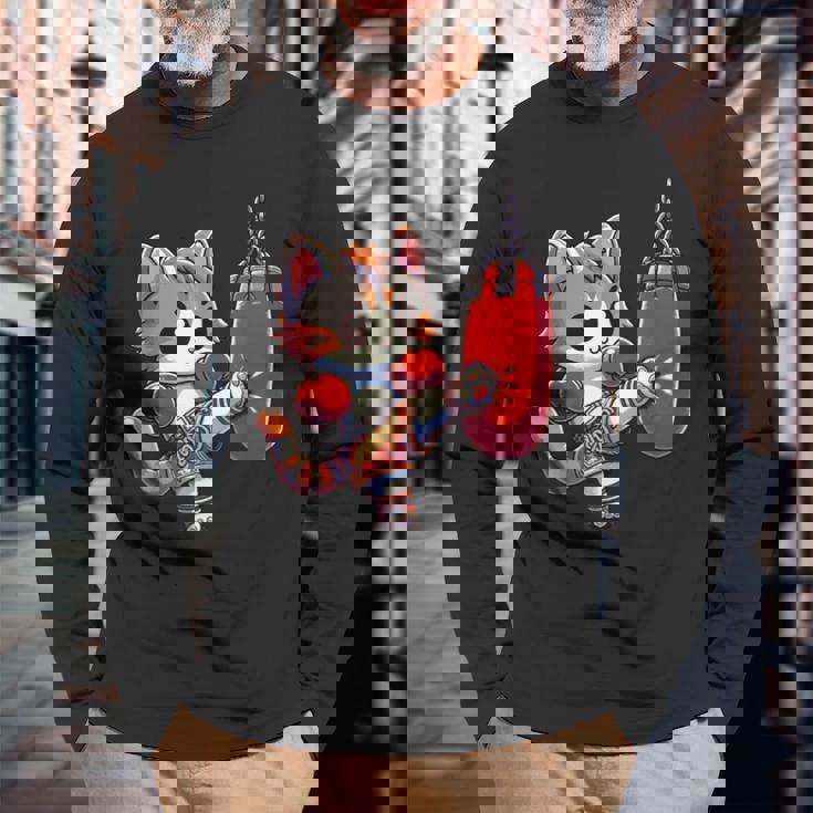 面白いムエタイ 長袖Tシャツ 高齢者への贈り物