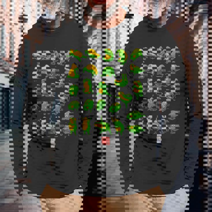 面白いヨガカエルとヒキガエル瞑想 日本のアートグラフィック 長袖Tシャツ 高齢者への贈り物