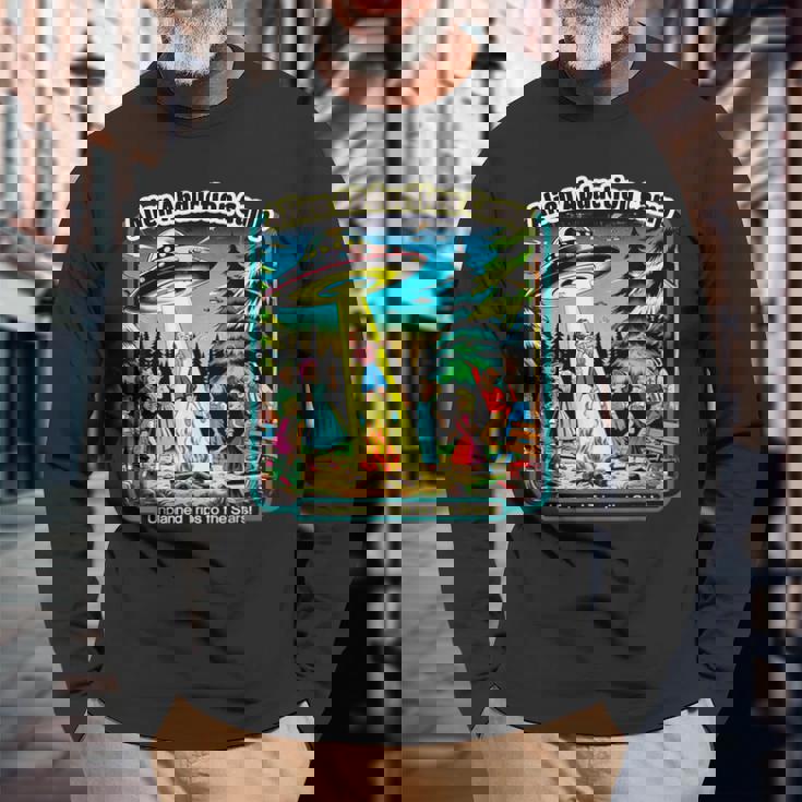 面白いヴィンテージエイリアン誘拐キャンプ Ufoエイリアン 長袖Tシャツ 高齢者への贈り物