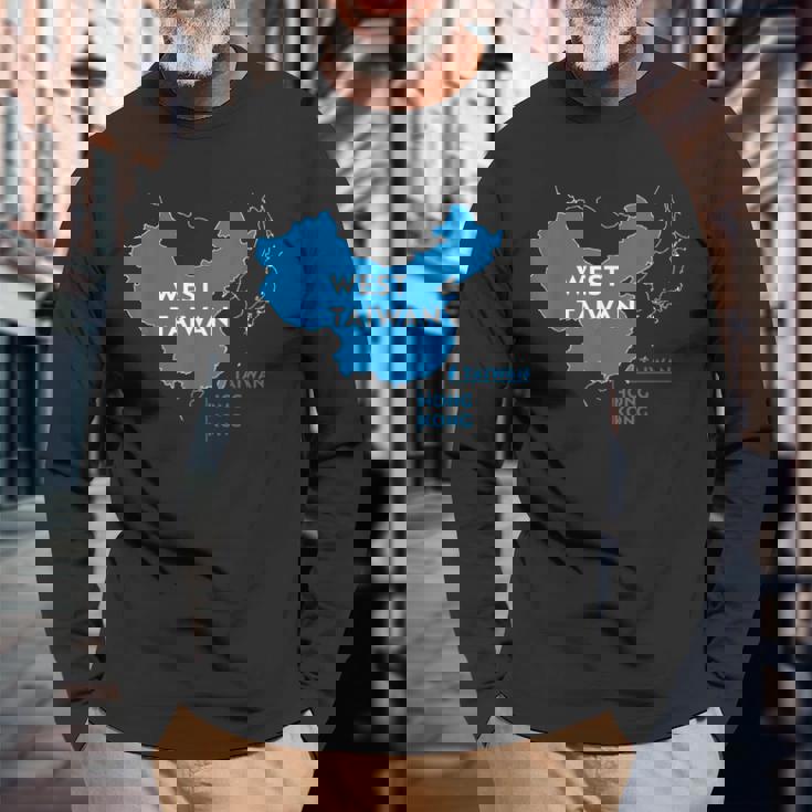 面白い中国地図西台湾 長袖Tシャツ 高齢者への贈り物