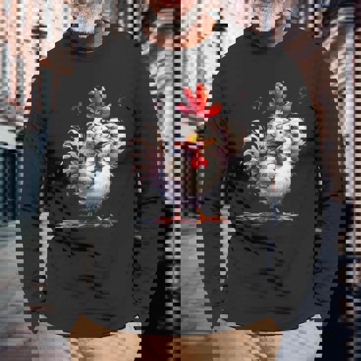 面白い動物、友人や家族のための素晴らしいチキン 長袖Tシャツ 高齢者への贈り物