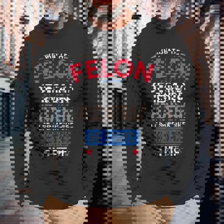 面白い反トランプ・フェロン・アルカトラズ 長袖Tシャツ 高齢者への贈り物