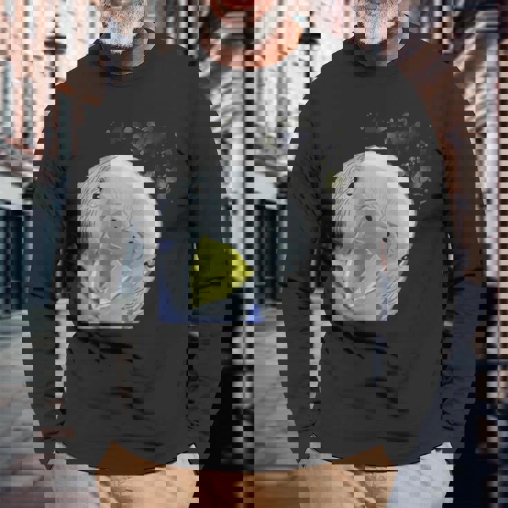 面白い好奇心インコのセキセイインコ 長袖Tシャツ 高齢者への贈り物