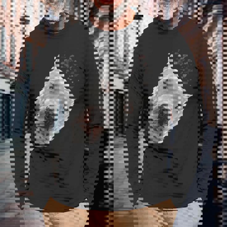 面白い好奇心旺盛な犬ドゴアルヘンティーノ 長袖Tシャツ 高齢者への贈り物