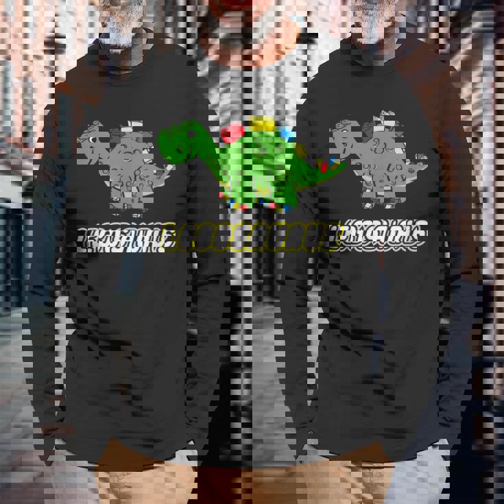 面白い恐竜 レゴサウルス レゴ ザウルス 恐竜 長袖Tシャツ 高齢者への贈り物