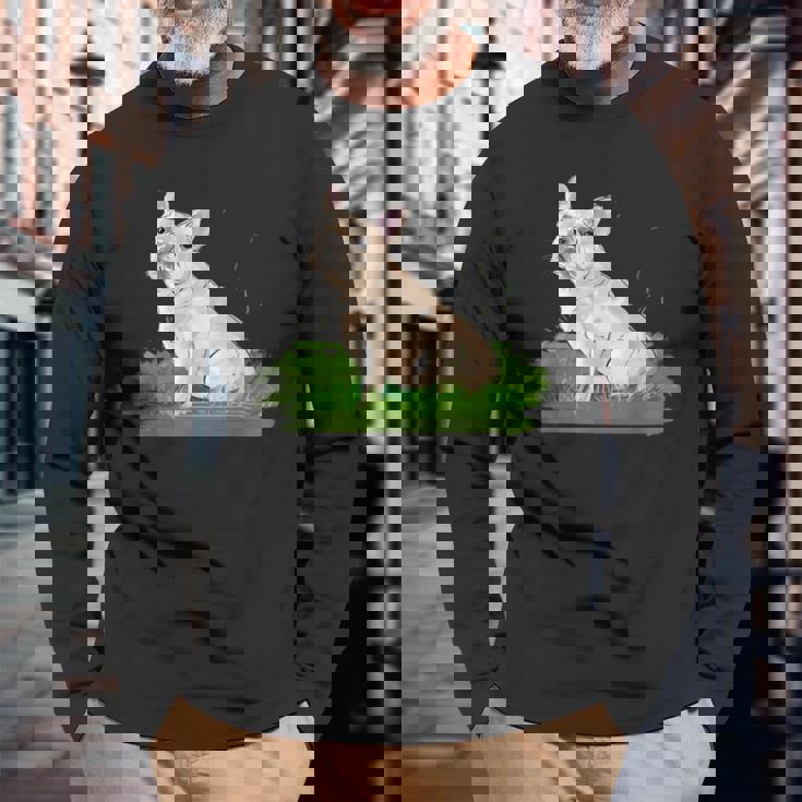 面白い手描きの犬-フレンチブルドッグ愛好家の贈り物 French Bulldogs Lovers 長袖Tシャツ 高齢者への贈り物