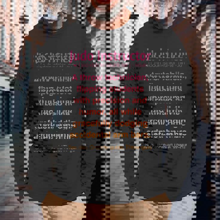 面白い柔道インストラクター 長袖Tシャツ 高齢者への贈り物