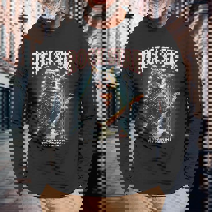 面白い猫 ギタリスト エレクトリックギター ロックスター 猫 長袖Tシャツ 高齢者への贈り物