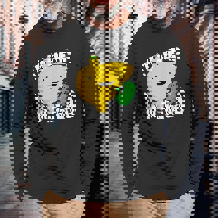 面白い臓器ボディパーツ肝臓の恋人ない戦闘機 長袖Tシャツ 高齢者への贈り物