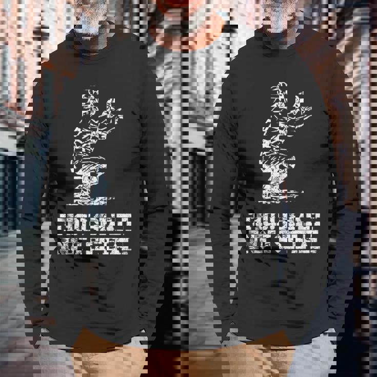 面白い野球選手キャッチャー ヴィンテージを盗んではなりません 長袖Tシャツ 高齢者への贈り物