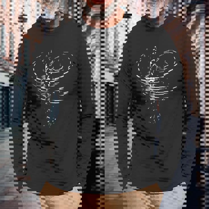 音楽のシンボル 音楽家 作曲家 音楽好き リズム 長袖Tシャツ 高齢者への贈り物