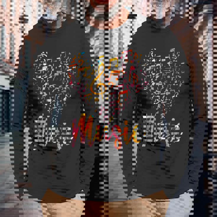 音楽家ギフト 楽器 音符 ト音記号 長袖Tシャツ 高齢者への贈り物