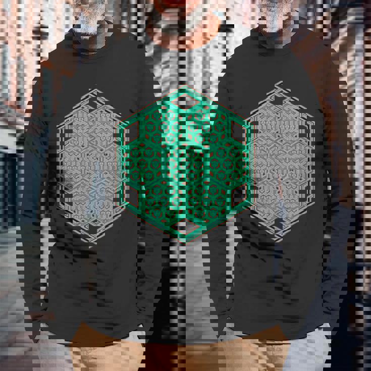 音楽祭 サイケデリックパターン テクノ トランス レイブ ゴア 長袖Tシャツ 高齢者への贈り物