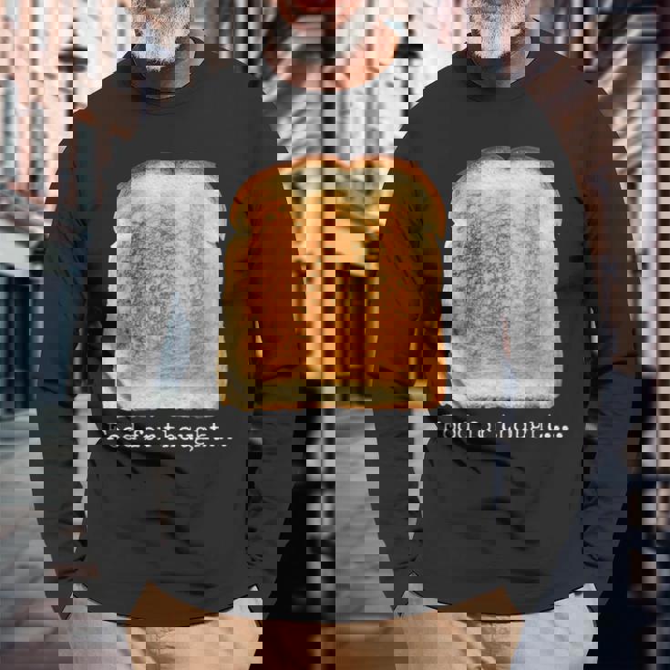 食パン トースト 食べ物 思考 おもしろい グルテンフリー ノベルティ 長袖Tシャツ 高齢者への贈り物