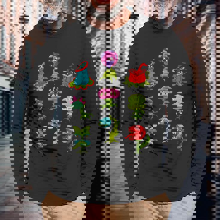 食虫植物 恋人 キッズ サラセニア ヴィーナス ハエトラップ 長袖Tシャツ 高齢者への贈り物