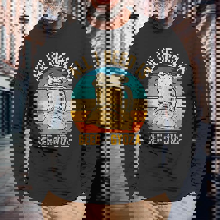 餃子 中華料理 アジアン中華鍋料理 食通 長袖Tシャツ 高齢者への贈り物