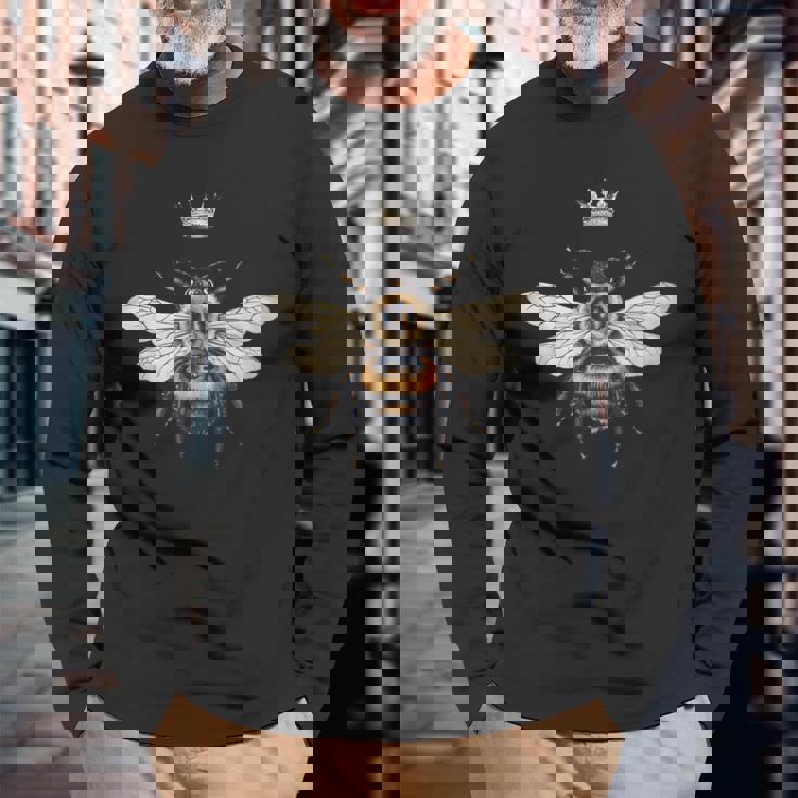 養蜂愛好家のためのモダンなフレンチ女王蜂。 長袖Tシャツ 高齢者への贈り物