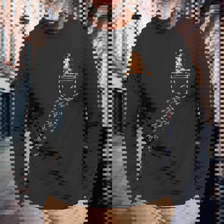 馬好き乗馬ポケット馬 長袖Tシャツ 高齢者への贈り物