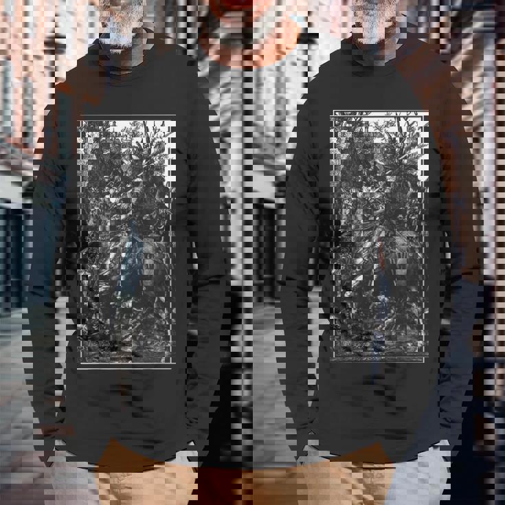 騎士、死と悪魔 1513 アルブレヒト・デューラー 銅彫刻 長袖Tシャツ 高齢者への贈り物