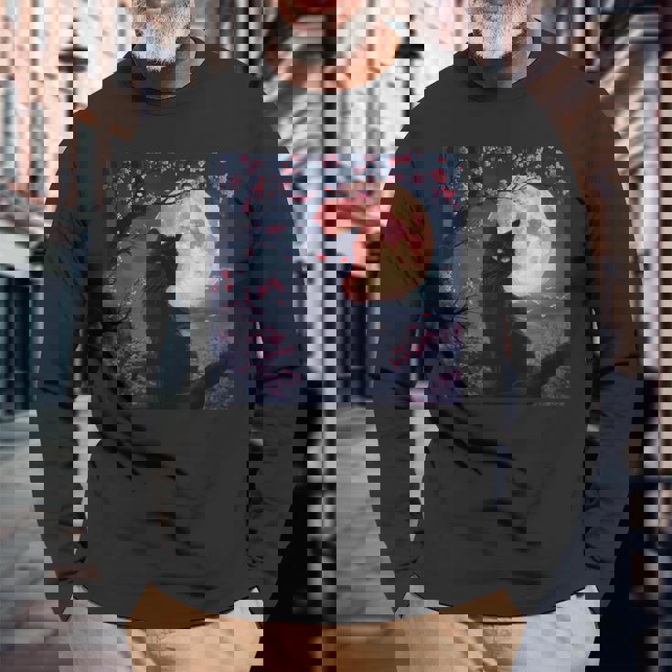 魅惑の赤い月 長袖Tシャツ 高齢者への贈り物