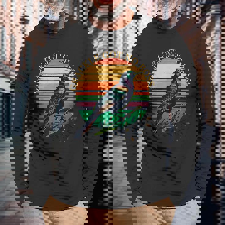 鳥 グラフィック グラックル 鳥の恋人 グラックル Got No Boss 長袖Tシャツ 高齢者への贈り物