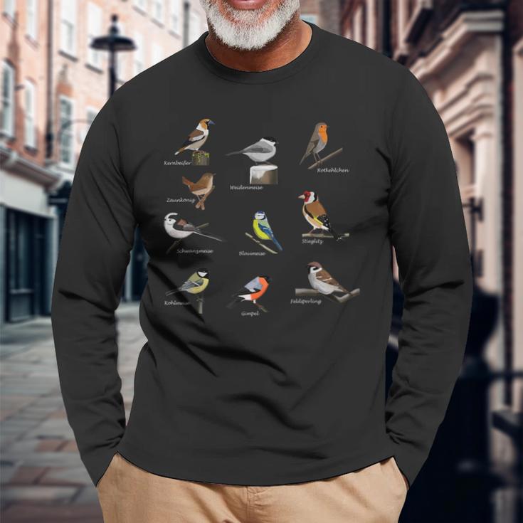 鳥モチーフガーデンバードバードソングバード おっぱい バンティングスズメ 長袖Tシャツ 高齢者への贈り物