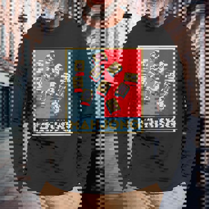 麻雀 牌 おもしろ グッズ 服 面白いtシャツ 文字入り 面白い 文字 ネタ プレゼント メンズ 雀士 長袖Tシャツ 高齢者への贈り物