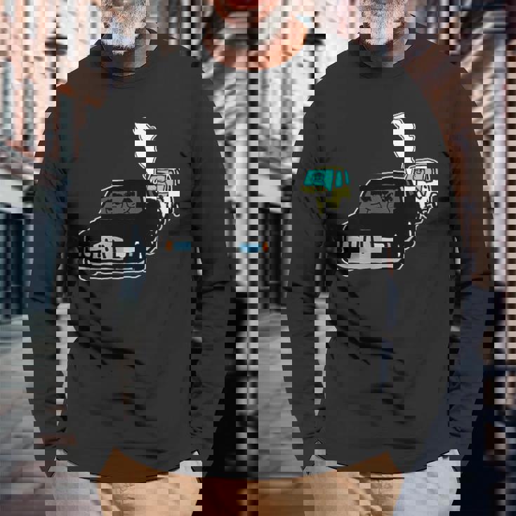 黒塗りの高級車よりも怖い無車検の軽自動車 長袖Tシャツ 高齢者への贈り物