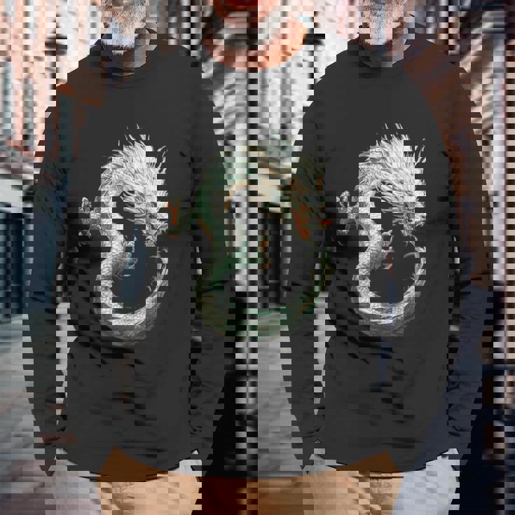 龍人 龍神 ドラゴンモチーフ 神話芸術 龍神竜 長袖Tシャツ 高齢者への贈り物