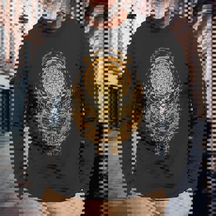 龍体文字フトマニ図 幸運 長袖Tシャツ 高齢者への贈り物