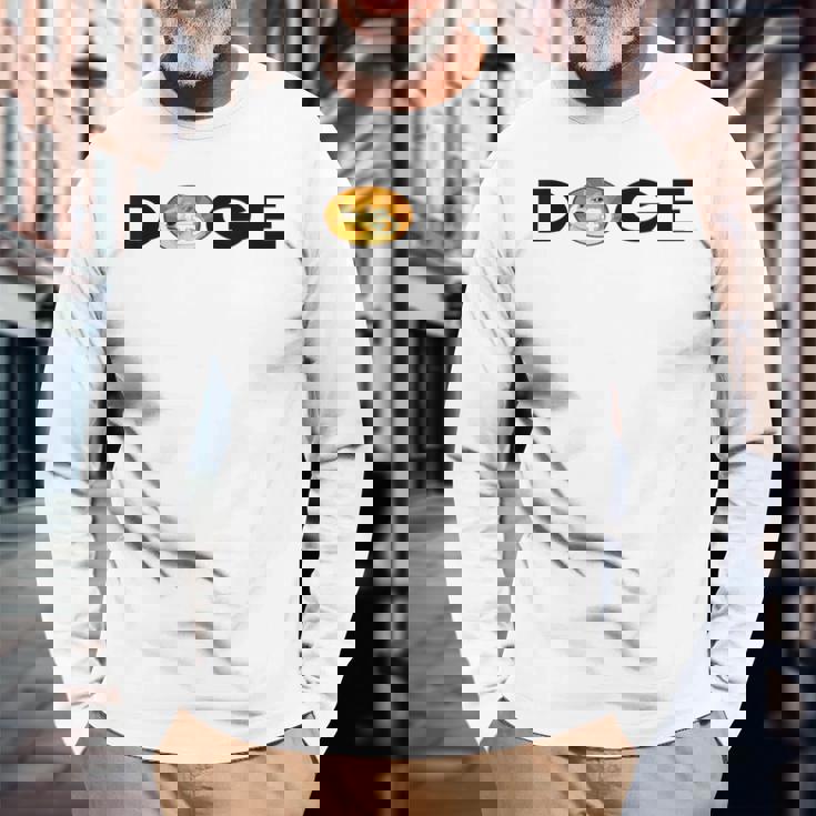 - Doge Dogecoin 暗号通貨 Fun Me Coin 長袖Tシャツ 高齢者への贈り物