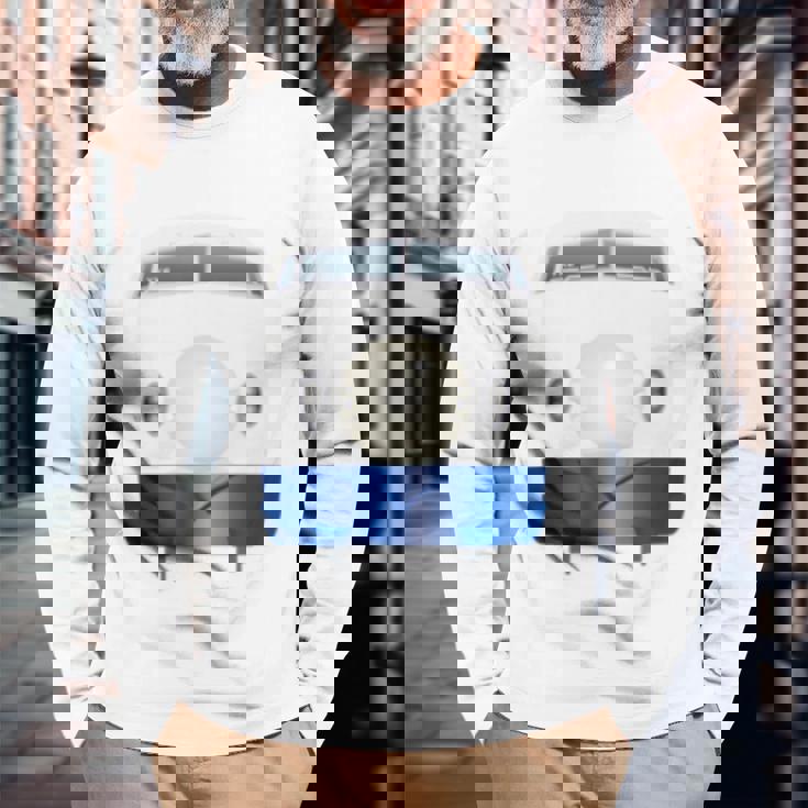 0系新幹線イラスト 長袖tシャツ 長袖Tシャツ 高齢者への贈り物