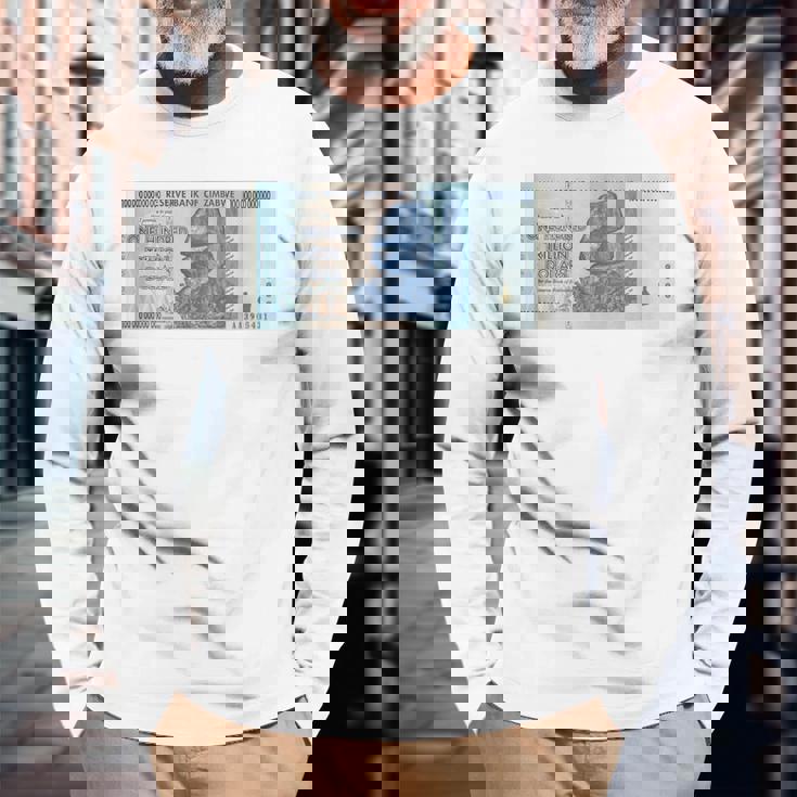 100兆 ジンバブエドル 長袖Tシャツ 高齢者への贈り物