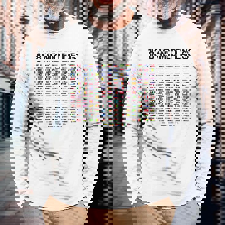 188 世界の国旗 世界の国旗 世界地図 長袖Tシャツ 高齢者への贈り物