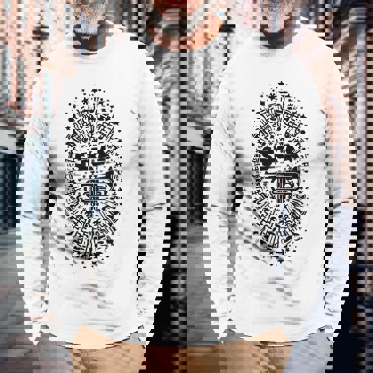 2トーン スカトランペット奏者 サムプリント 長袖Tシャツ 高齢者への贈り物