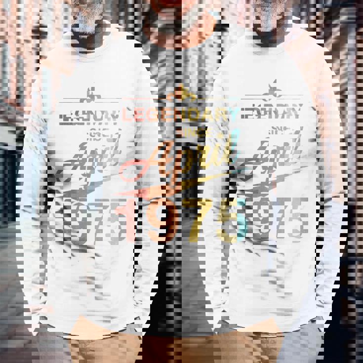 50Th Birthday 1975年4月生まれ 50歳 ヴィンテージ 長袖tシャツ 長袖Tシャツ 高齢者への贈り物