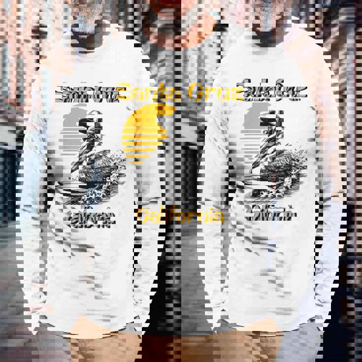 70S 80S Ca レトロ サーフィン ペリカン サンタクルーズ 長袖Tシャツ 高齢者への贈り物