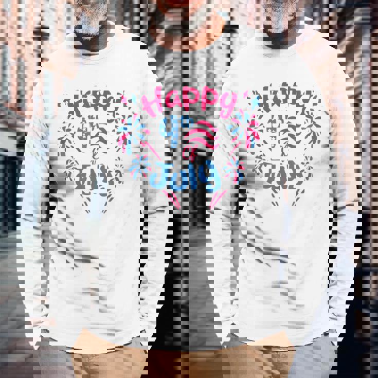 7月4日 花火監督 おかしな家族花火 長袖Tシャツ 高齢者への贈り物