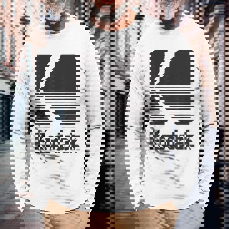 80年代ヴィンテージコダックロゴ ブラック 長袖Tシャツ 高齢者への贈り物