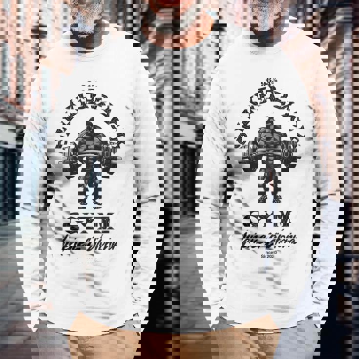 964シルバーバックゴリラ、ジムアパレル、ボディビルディング、類人猿。 長袖Tシャツ 高齢者への贈り物