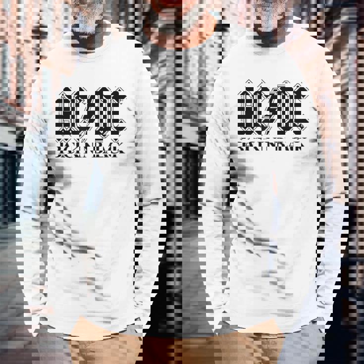 AcDcロックミュージックバンドバックブラックロゴ。 長袖Tシャツ 高齢者への贈り物