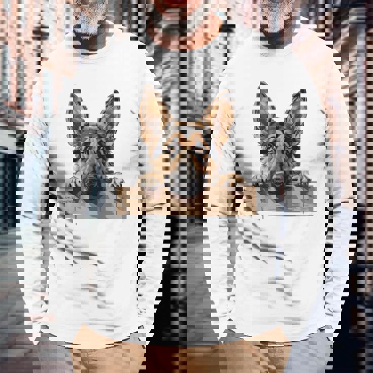 Affectionate Peek ジャーマンシェパードドッグ 長袖tシャツ 長袖Tシャツ 高齢者への贈り物