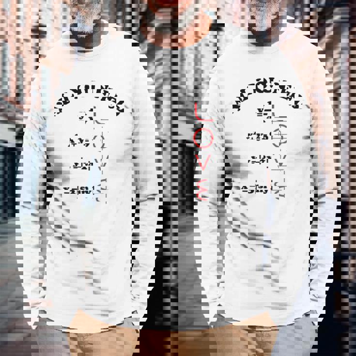 All You Need Is Love 数学グラフ方程式 黒文字 長袖Tシャツ 高齢者への贈り物