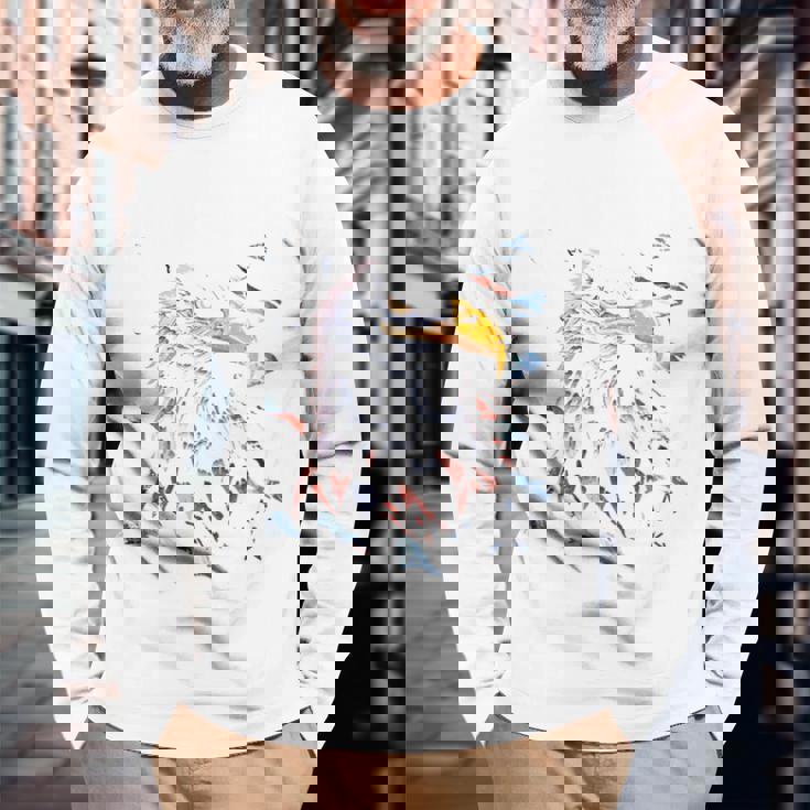 Atoka Tn 愛国的なイーグル アメリカ国旗 アンティーク調デザイン 長袖tシャツ 長袖Tシャツ 高齢者への贈り物